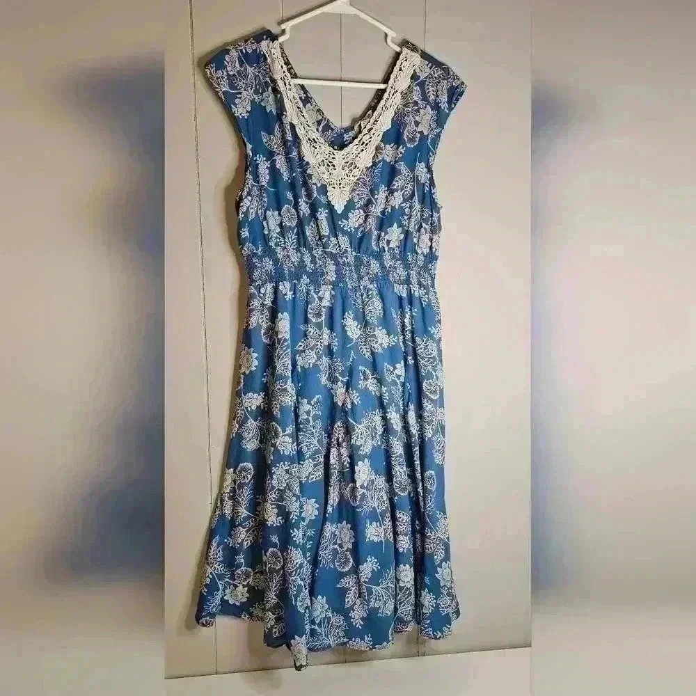 Blue Floral cotton Dress